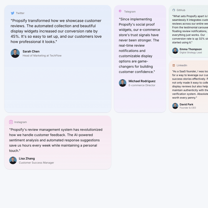 Grid of Testimonials (Wall of Love)